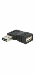 Delock Adapter EASY-USB 2.0-A male > USB 2.0-A female angled left / right - USB redukce (samčí-samičí) - USB (F) do USB (M) - konektor 90° - černá