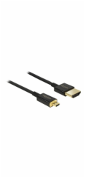 Delock Slim Premium - Kabel HDMI s ethernetem - 19 pin micro HDMI Type D s piny (male) do HDMI s piny (male) - 2 m - trojnásobně stíněný - černá - podporuje 4K