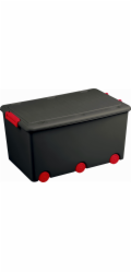 Víceúčelový box na hračky na kolečkách Tega grafitovo-červený