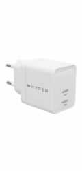 HyperJuice - Síťový adaptér - GaN - 35 Watt - QC 3.0, Power Delivery 3.0 + PPS - 2 výstupní konektory (USB-C) - bílá - Evropa