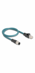 Delock - Sítový kabel adaptér - 8kolíkový M12 (M) do RJ-45 (M) - 50 cm - 0.62 cm - S/FTP - CAT 6a - IP67 - cerná