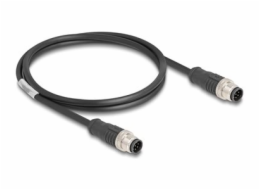 Delock - Sítový kabel - 8pinový M12-A (M) do 8pinový M12-A (M) - 1 m - 6 mm - S/FTP - CAT 5e - cerná