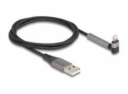 Delock - Kabel Lightning - USB s piny (male) rovné do Lightning s piny (male) zkosený, stojánek - 1.5 m - černá/šedá - nabíjení a synchronizace