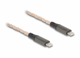 Delock - USB kabel - 24 pin USB-C (M) do 24 pin USB-C (M) - USB 2.0 - 20 V - 5 A - 1.2 m - osvětlení RGB, podpora Power Delivery 3.0, Rychlé nabíjení až 100 W - průhledná, měděná barva