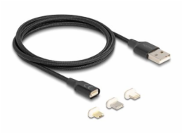 Delock Magnetická USB nabíjecí kabelová sada pro 8 Pin Lightning™ / Micro USB / USB Type-C™ černá 1 m