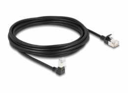 Delock - Síťový kabel - RJ-45 (M) dolů zahnutý do RJ-45 (M) rovné - 5 m - 4.5 mm - S/FTP - CAT 6a - bootovaný, neobsahuje halogen - černá