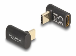 Delock - USB adaptér - 24 pin USB-C (M) úhlový do 24 pin USB-C (F) - USB 3.2 / Thunderbolt 3 / DisplayPort 1.4 - 20 V - 5 A - podpora Power Delivery 3.0, USB napájení (100W), rychlost prenosu dat až 4