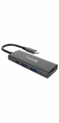 Swissten usb-c hub 4-in-1 (usb-c 100w, hdmi 4k, 2x usb-a) aluminium