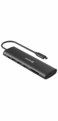 Swissten usb-c hub 7-in-1 (usb-c 100w, hdmi 4k, 1x usb-a 3.0, 2x usb-a 2.0, sd, micro sd) aluminium