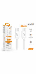 Datový kabel ALIGATOR POWER 65W, USB-C/USB-C 3A, 0,5m bílý