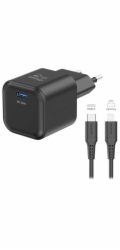 Swissten síťový adaptér gan 1x usb-c 35w power delivery černý + datový kabel usb-c/lightning 1,2 m černý