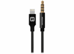 Swissten audio adaptértextile lightning (samec)/3,5 mm jack(samec) 1,5 m černý