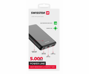 Swissten power line power bank 5000 mah 10w black