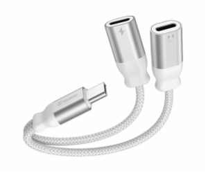 SWISSTEN NABÍJECÍ AUDIO ADAPTÉR TEXTILE USB-C (samec) / 2...