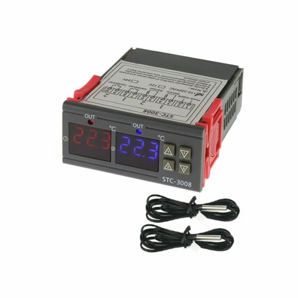 Digitální termostat duální STC-3008 rozsah -55~120°C, 230...