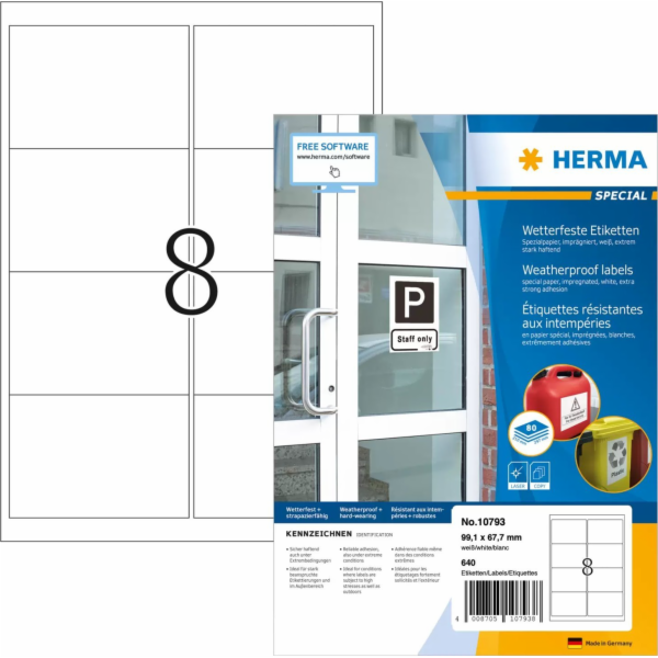 HERMA Wetterfeste Imprägn.Etik.A4 80 Blatt 99,1x67,7