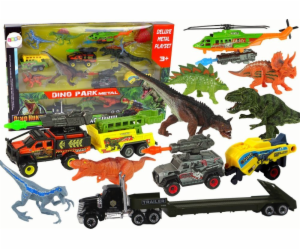 LeanToys Vehicle Set Helicopter Dinosaurs 8 Pieces Colorful