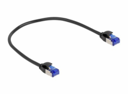 Delock - Sítový kabel - RJ-45 (M) do RJ-45 (M) - 25 cm - 4.5 mm - S/FTP - CAT 6a - neobsahuje halogen, provedení bez hrbolku - cerná