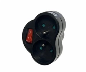 Konnoc DX-R2S rozbočka dvojzásuvka s vypínačem černá