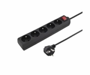 Konnoc DX-5FS 5m pětizásuvka s vypínačem ČERNÁ