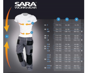 SARA Pracovní montérky Sara Workwear, modré, velikost M