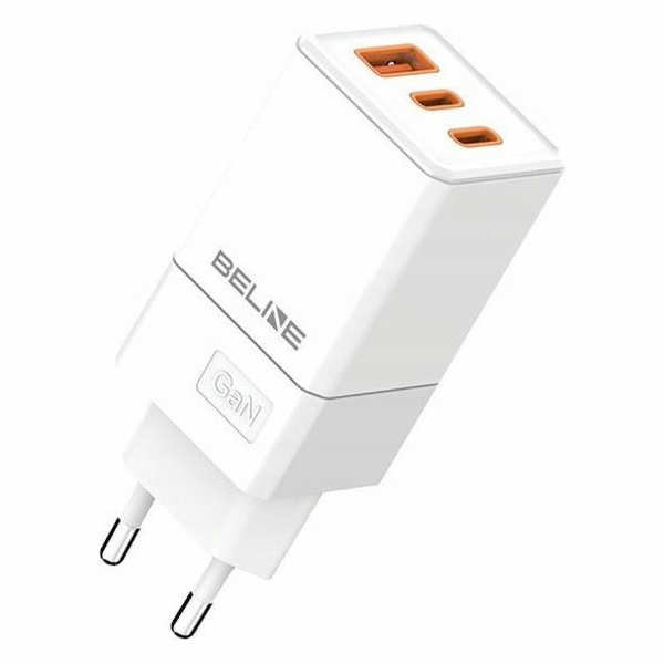 Beline 65W GaN 2xUSB-C+USB-A nástěnná nabíječka bez kabel...