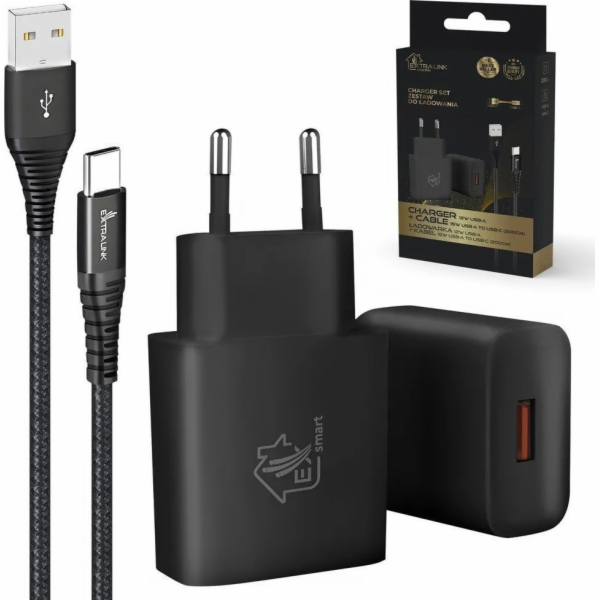 Extralink Sada Smart Life USB Type-A to Type-C, 200 cm, č...