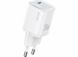 USAMS 30W GaN USB-C rychlé nabíjení nástěnná nabíječka bílá