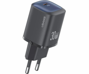 USAMS 30W GaN USB-C rychlé nabíjení nástěnná nabíječka černá