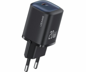 USAMS 20W GaN USB-C rychlé nabíjení nástěnná nabíječka černá