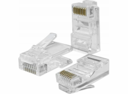 Qoltec Průchozí zástrčka konektor RJ45 | CAT6 | UTP | Průchod | Pozlacené kontakty | 100 kusů