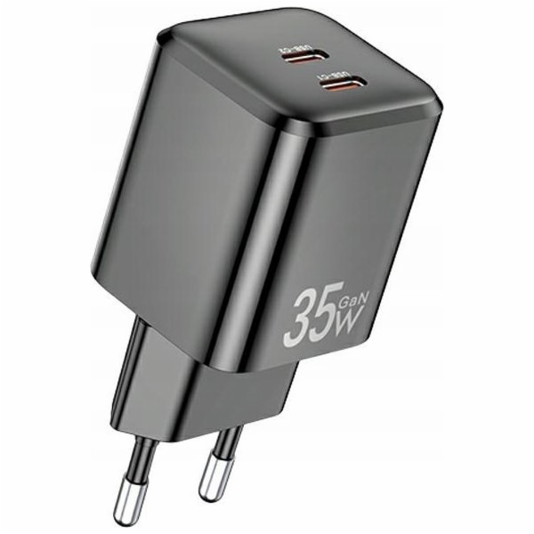 AWEI GaN 35W 2xUSB-C PD65-EU Černá AC nabíječka
