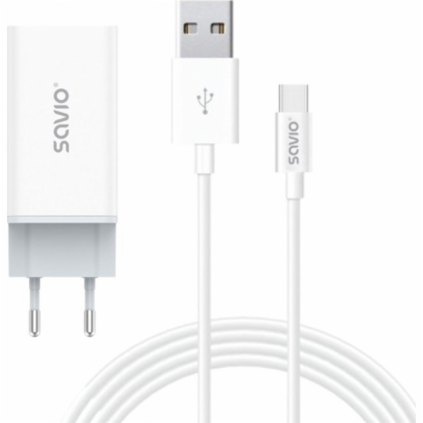 Savio 65W GaN LA-07 nástěnná nabíječka s 1m kabelem USB-A...