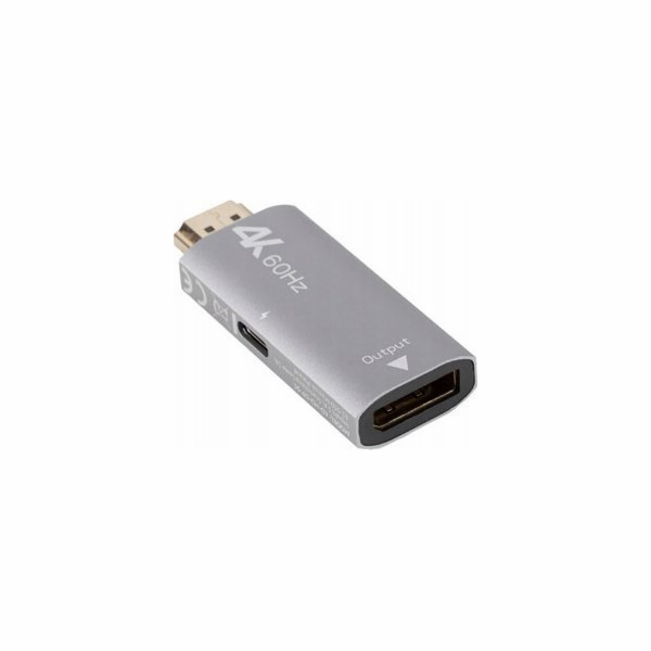 Lanberg Stříbrný adaptér HDMI(M)-Displayport(F)4K