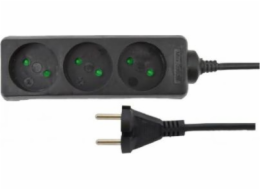 Domácí prodlužovací kabel AWTools černý neuzemněný 3 zásuvky 5,0 m (AW24652)