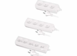 AWTools bílý prodlužovací kabel bez uzemnění 3 zásuvky 1,5m (AW24600)
