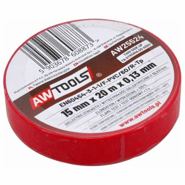 AWTools IZOLAČNÍ PÁSKA 19mm x 20m ČERVENÁ