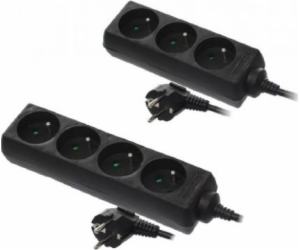 Domácí prodlužovací kabel AWTools černý 4 zásuvky 3,0 m s...