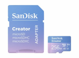 SanDisk Creator - Paměťová karta flash (adaptér microSDXC na SD zahrnuto) - 256 GB - A2 / Video Class V30 / UHS-I U3 - microSDXC UHS-I