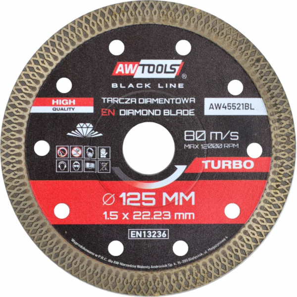AWTOOLS DIAMANTOVÁ BLADE 125x22,2 / TURBO THIN BLACK LINE