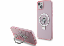Karl Lagerfeld Karl Lagerfeld KLHMP15MHMRSKCP iPhone 15 Plus 6.7 růžové pevné pouzdro Ring Stand Karl&Choupettte MagSafe