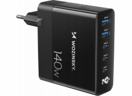 Wozinsky nabíječka GaN Wozinsky CGWCB 140W nástěnná nabíječka 3 x USB-C / 2 x USB-A - černá