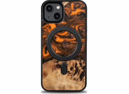 Pouzdro BeWood iPhone 15 Plus MagSafe ze dřeva a pryskyřice Bewood Unique Orange – oranžovo-černé