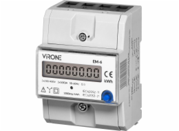 Orno 3-fázový indikátor spotřeby el.energie, 80A, přídavný indikátor, pulzní výstup, tlačítko RESET, 2 moduly, DIN TH-35mm