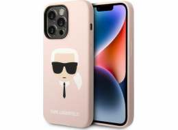 Karl Lagerfeld Karl Lagerfeld pouzdro pro iPhone 14 Pro Max 6.7 pevné pouzdro světle růžové/světle růžové silikonové Karl`s Head Magsafe