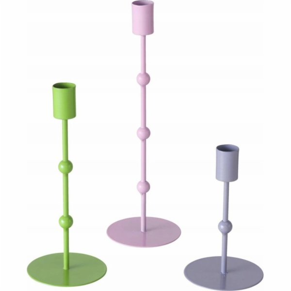 Boltze Metal Kimberly Candlesticks, 3 kusy, pastelové barvy