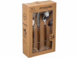 Sada příborů Secret de Gourmet AMAZONIE, 24 kusů, s dřevěnou rukojetí