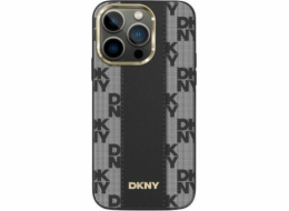 DKNY DKNY kožený kostkovaný mono vzor MagSafe – pouzdro na iPhone 14/15/13 (černé)