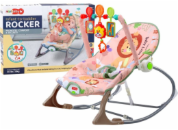 LeanToys Houpací křeslo Baby Bouncer Vibration Sound Rocker Pink Lion