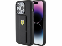 Ferrari Ferrari FEHCP15LGSPSIK iPhone 15 Pro 6.1 černé/černé pevné pouzdro Grip Stand Kovové logo